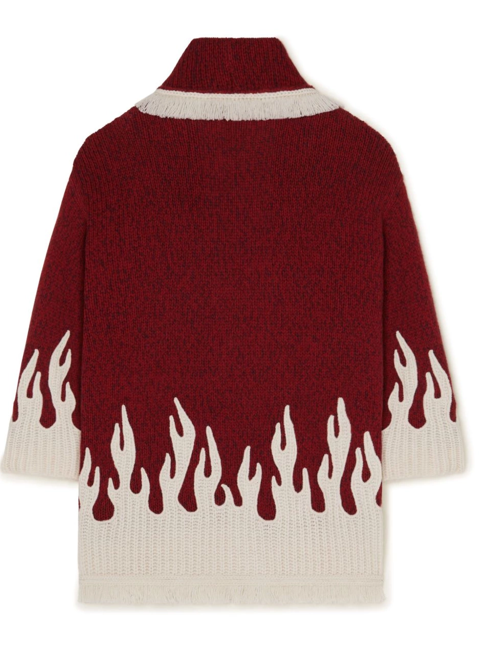 Cheap wool-blend Alanui flame-motif Women cardigan 0330